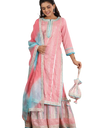 Gotta Patti Sharara Set with Potli- Pink