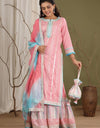 Gotta Patti Sharara Set with Potli- Pink