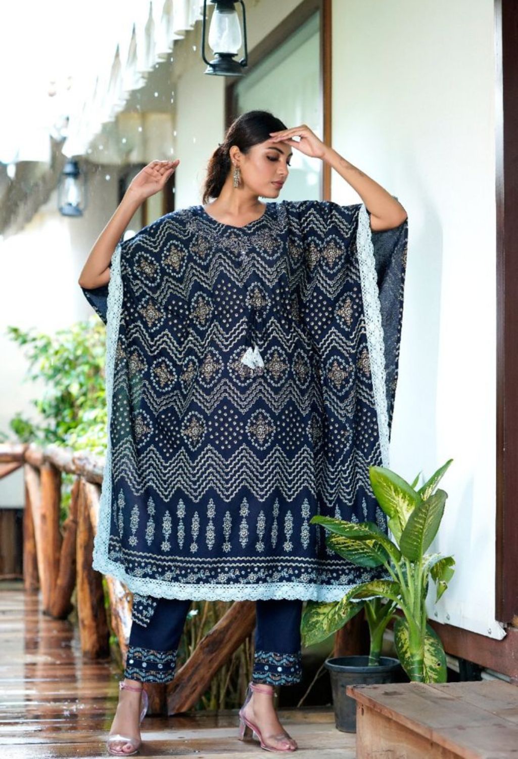 Elegent Stylish Royal Blue Kaftan Kurta Kurti Set for Women