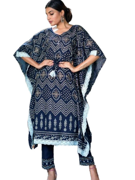 Elegent Stylish Royal Blue Kaftan Kurta Kurti Set for Women