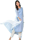 Blue Kurta with White Pant & Dupatta