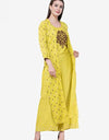 Yellow Cotton 3 Set Suit with Crop TOP Plazzo & Long Shrug