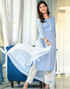 Blue Kurta with White Pant & Dupatta