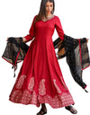 Printed Anarkali Kurta, Bottom & Dupatta Set