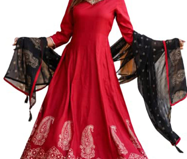 Printed Anarkali Kurta, Bottom & Dupatta Set