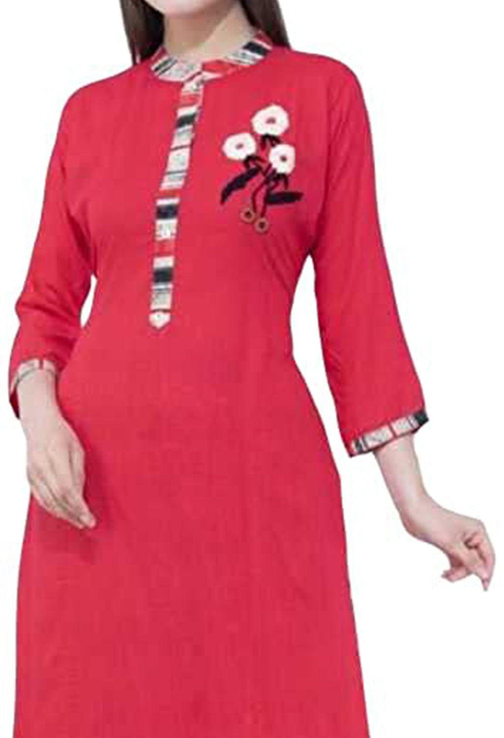 Women's Kurta and Palazzo Set Cotton Blend Color- Red