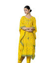 Printed Cotton Blend Women Kaftan Set Yellow