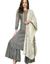 Hand Embroidery Kurta Palazzo Set Grey