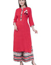 Women's Kurta and Palazzo Set Cotton Blend Color- Red