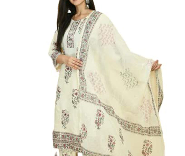 Gota Patti Cotton Printing Straight Kurta Pant Set