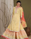 Women's Graphic Print Kurta, Churidar & Dupatta Set, Color- Yelllow