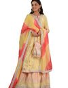 Women's Graphic Print Kurta, Churidar & Dupatta Set, Color- Yelllow