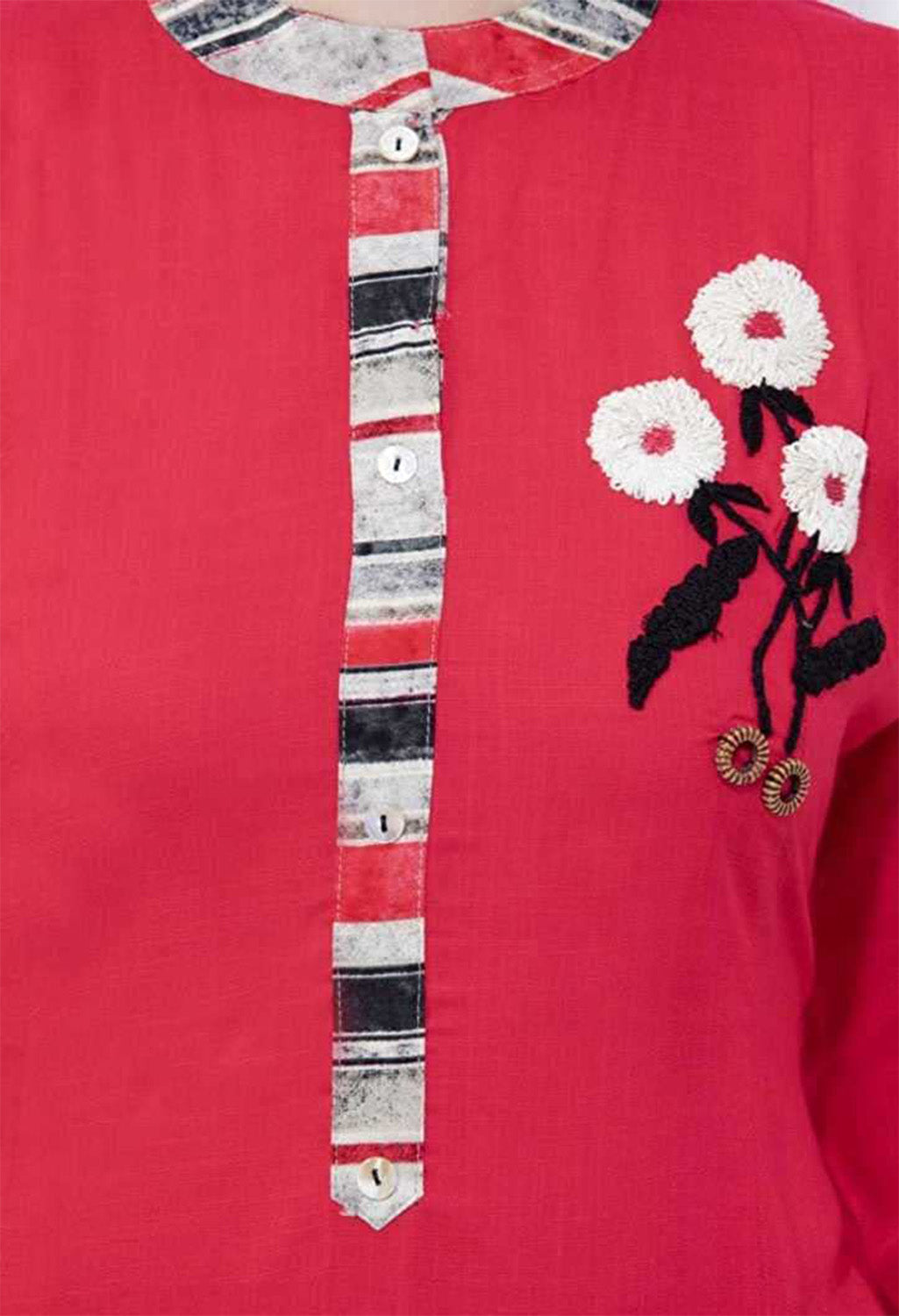 Women's Kurta and Palazzo Set Cotton Blend Color- Red