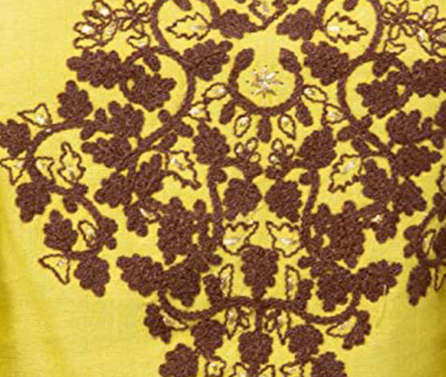 Yellow Cotton 3 Set Suit with Crop TOP Plazzo & Long Shrug