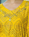 Printed Cotton Blend Women Kaftan Set Yellow