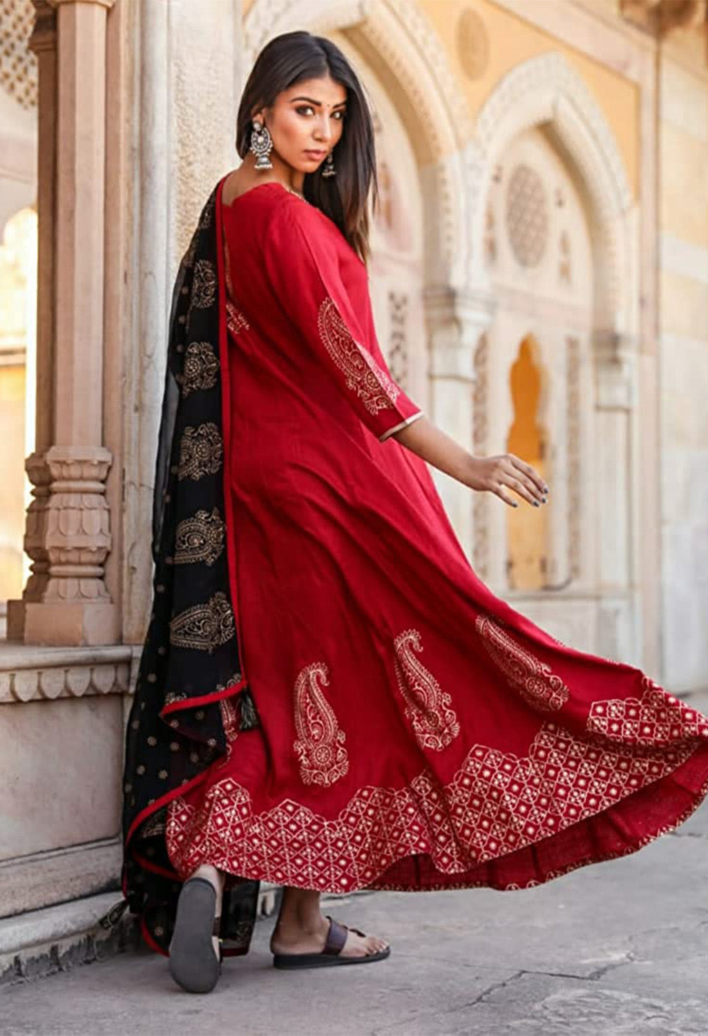 Printed Anarkali Kurta, Bottom & Dupatta Set