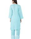 Lucknowi Regular Fit Organic Cotton kurta with Complete Hand Embroidery