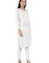 Lucknowi Hand-Embroidery White Cotton Chikankari Kurta Set