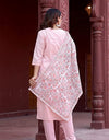 Embroidered Printed Cotton Mirror Work Kurta Set