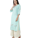Lucknowi Pure Cotton Kurta Set with Block Print Dupatta