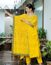 Printed Cotton Blend Women Kaftan Set Yellow