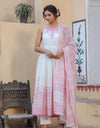 Organic Embroidered Cotton Kurta Kurti Set with Beautiful Mirror Work Summer Pink