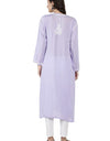 Lucknowi Hand-Embroidery Chikankari Organic Cotton Kurta Set Pastel Lavender & White