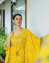 Printed Cotton Blend Women Kaftan Set Yellow