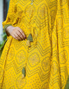 Printed Cotton Blend Women Kaftan Set Yellow