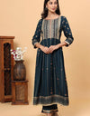 Kurta, Pyjama & Dupatta Set Cotton Silk Green, Gota Patti Work