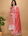 Organic Embroidered Cotton Kurta Kurti Set with Beautiful White Lace