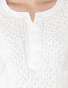 Lucknowi Hand-Embroidery White Cotton Chikankari Kurta Set