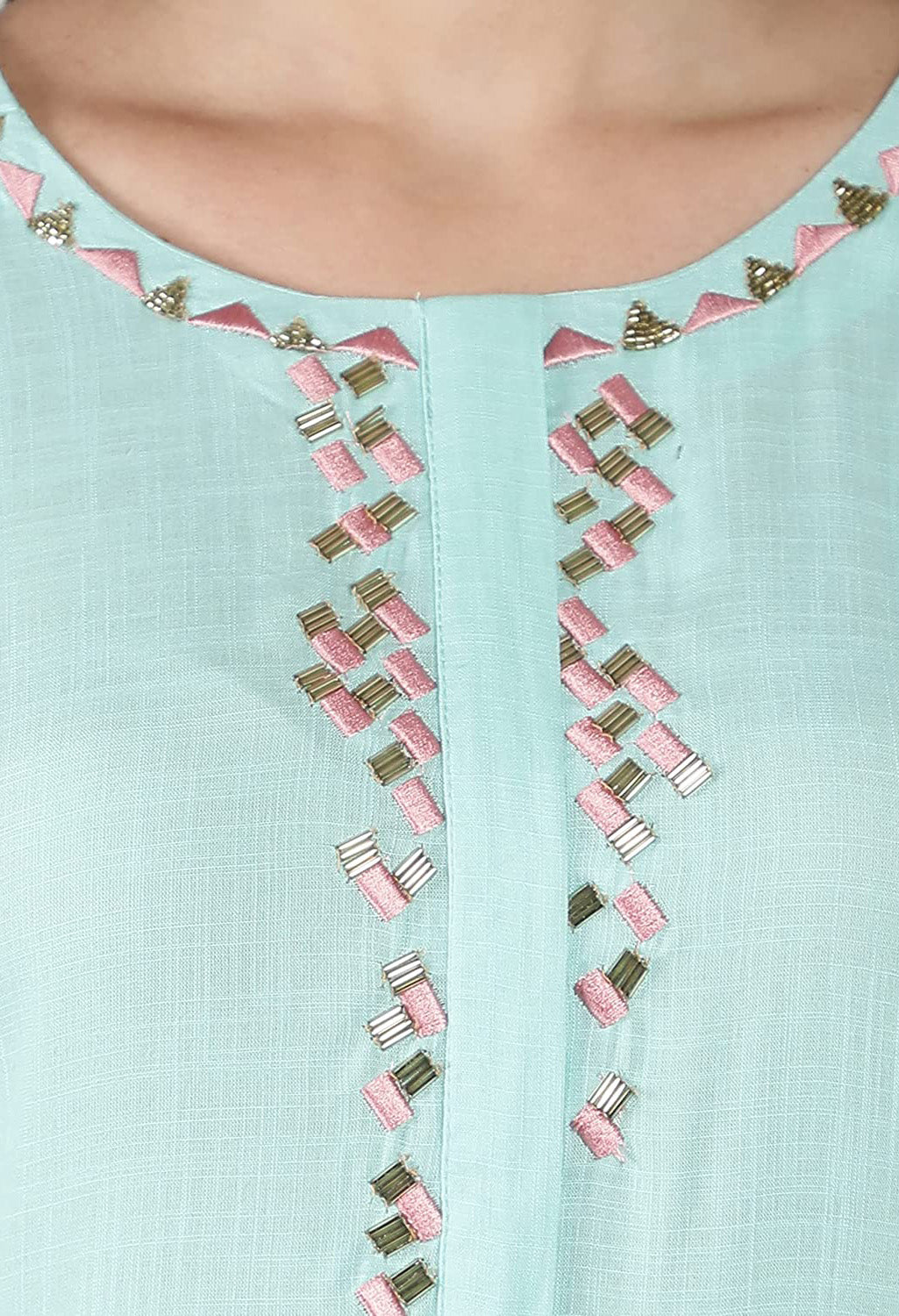 Lucknowi Pure Cotton Kurta Set with Block Print Dupatta