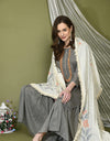 Hand Embroidery Kurta Palazzo Set Grey
