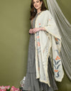 Hand Embroidery Kurta Palazzo Set Grey
