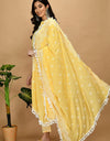 Straight Embroidered Shifli Organic Cotton Kurta Pant and Dupatta Set Marigold Yellow
