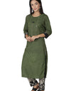 Olive Green Cotton Kurti with Black Printed Palazoo
