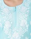 Lucknowi Regular Fit Organic Cotton kurta with Complete Hand Embroidery