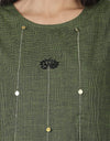 Olive Green Cotton Kurti with Black Printed Palazoo