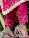 Kaftan Set with Pant, Cotton , Color Jaipuri Hot Pink