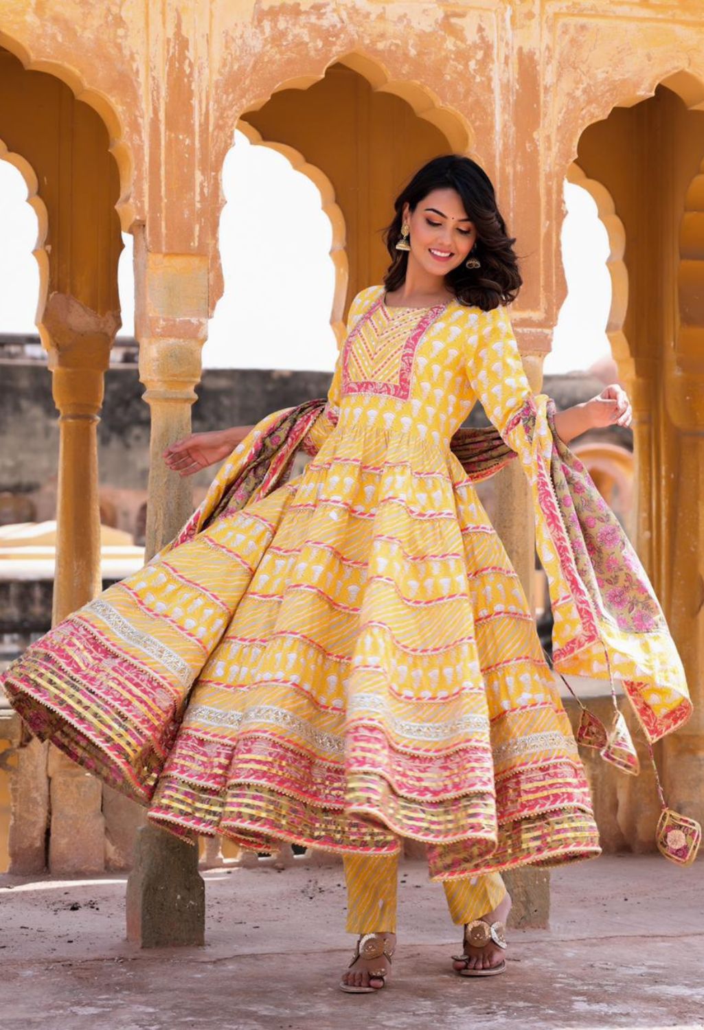 Geometric Print Straight Solid Kurta, Salwar & Dupatta Set