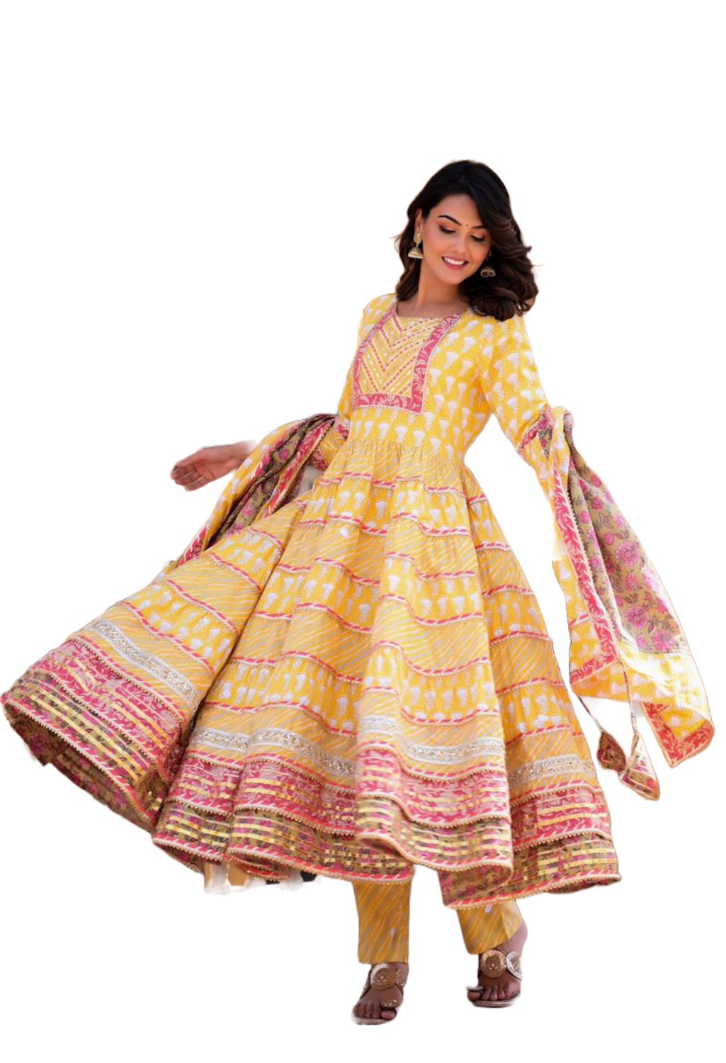 Geometric Print Straight Solid Kurta, Salwar & Dupatta Set