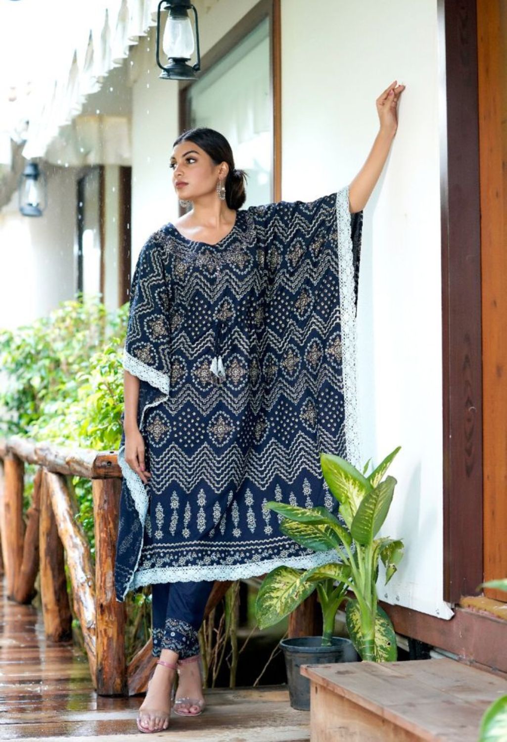 Elegent Stylish Royal Blue Kaftan Kurta Kurti Set for Women