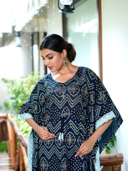 Elegent Stylish Royal Blue Kaftan Kurta Kurti Set for Women