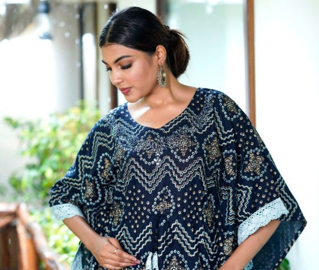 Elegent Stylish Royal Blue Kaftan Kurta Kurti Set for Women