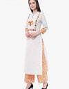 Women's Kurta and Pant Set Cotton Silk, Color- White