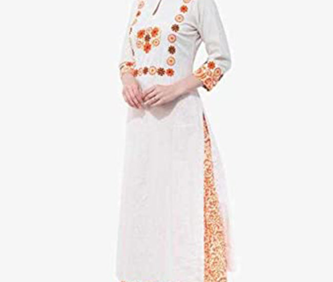 Women's Kurta and Pant Set Cotton Silk, Color- White