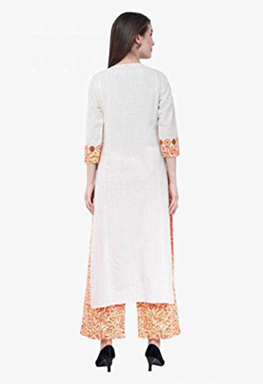 Women's Kurta and Pant Set Cotton Silk, Color- White