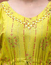 Graphic Printed Cotton Silk Women Kaftan Set - Yellow