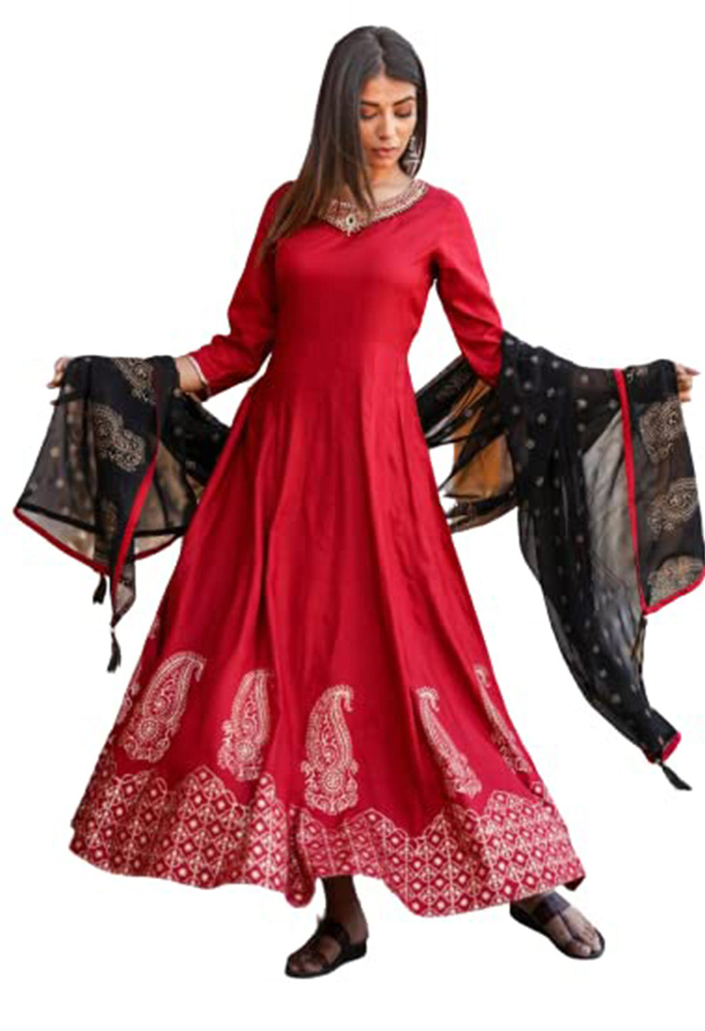 Printed Anarkali Kurta, Bottom & Dupatta Set
